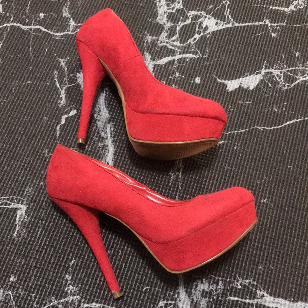 Suede red heels